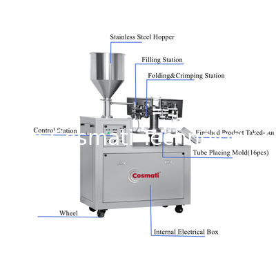 Semi automatic aluminum tube filling and crimping machine for cosmetic lotion hand cream glue